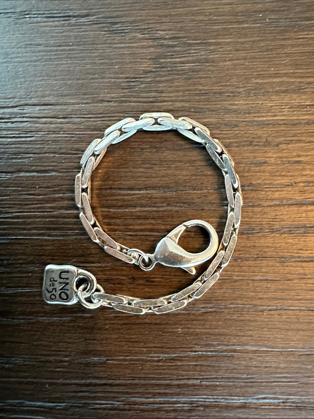 UNO de 50 Silver Link Bracelet with Signature Tag